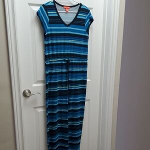 Joe Fresh Blue Striped V-Neck Dress